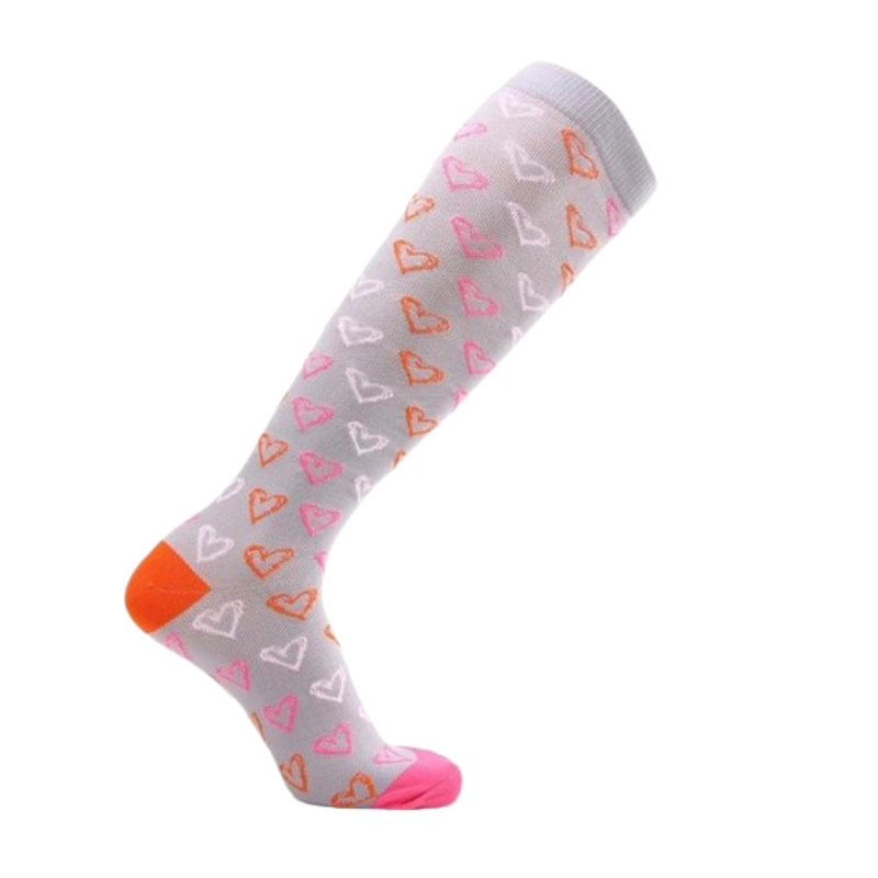 Calcetines compresivos estampados Corazones grises