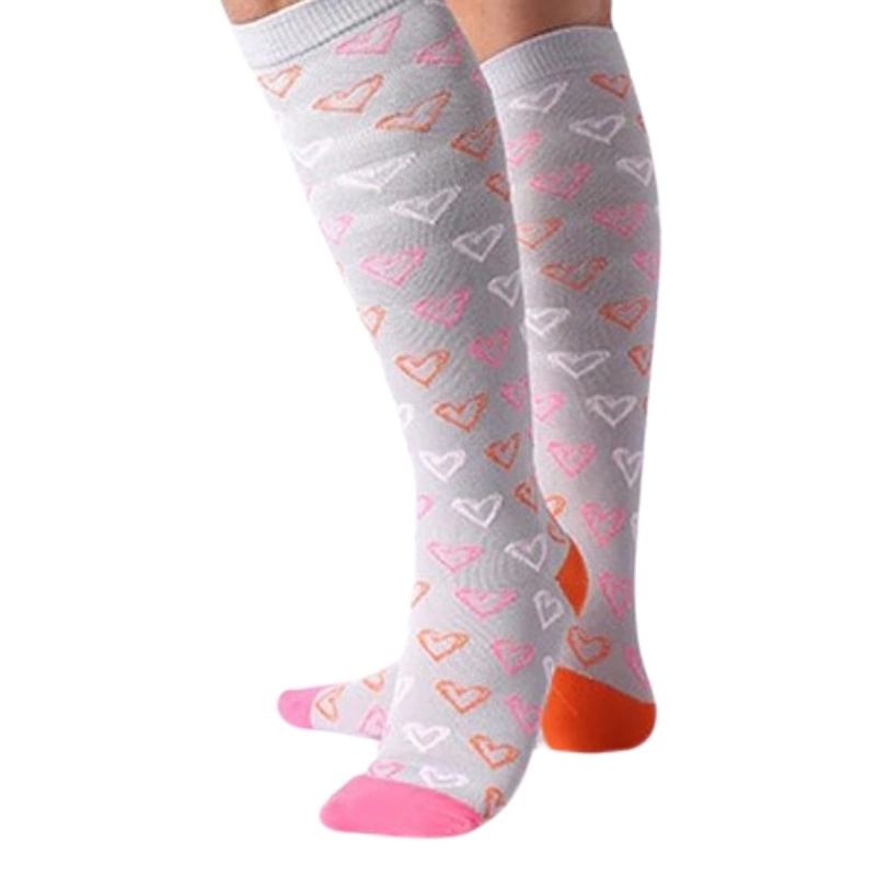 Calcetines compresivos estampados Corazones grises - Imagen 2