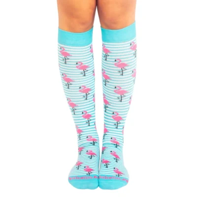 Calcetines compresivos estampados Flamencos - Turquesa