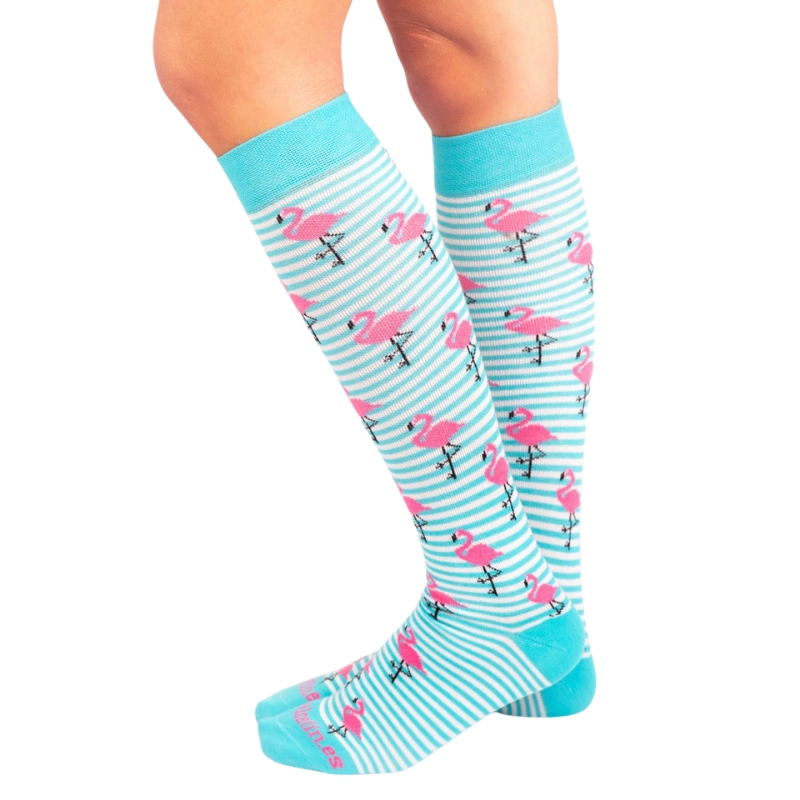 Calcetines compresivos estampados Flamencos Turquesa - Imagen 2