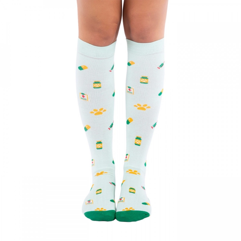 Calcetines compresivos estampados de huellas