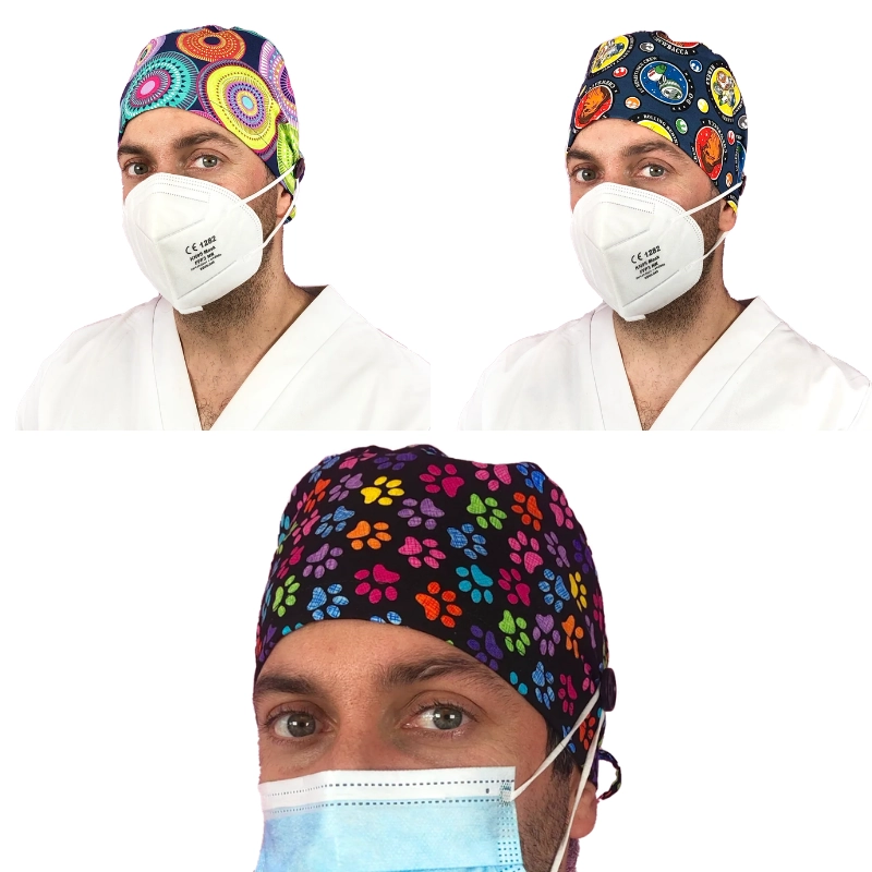 Gorros quirófano pelo corto Estampados con botones