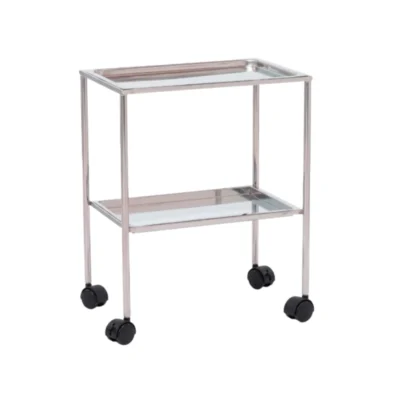 Mesa Auxiliar Acero Esmaltado Plano Superior Reborde En Tres Lados Inferior Liso 2 Cajones Superiores MAU113