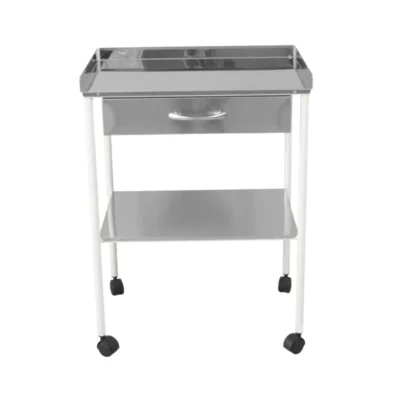 Mesa Auxiliar Acero Esmaltado Plano Superior Reborde En Tres Lados Inferior Liso Cajon Superior MAU111