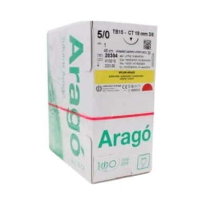 Sutura No Absorbible. NYLON TC16 26mm 75cm Aguja 12 Círculo. Triangular. 36 Ud. Aragó