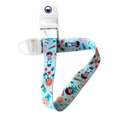Torniquete de tela elástica estampado Sanitarios aguamarina