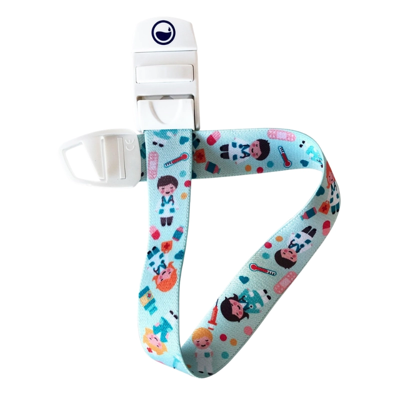 Torniquete de tela elástica estampado Sanitarios aguamarina