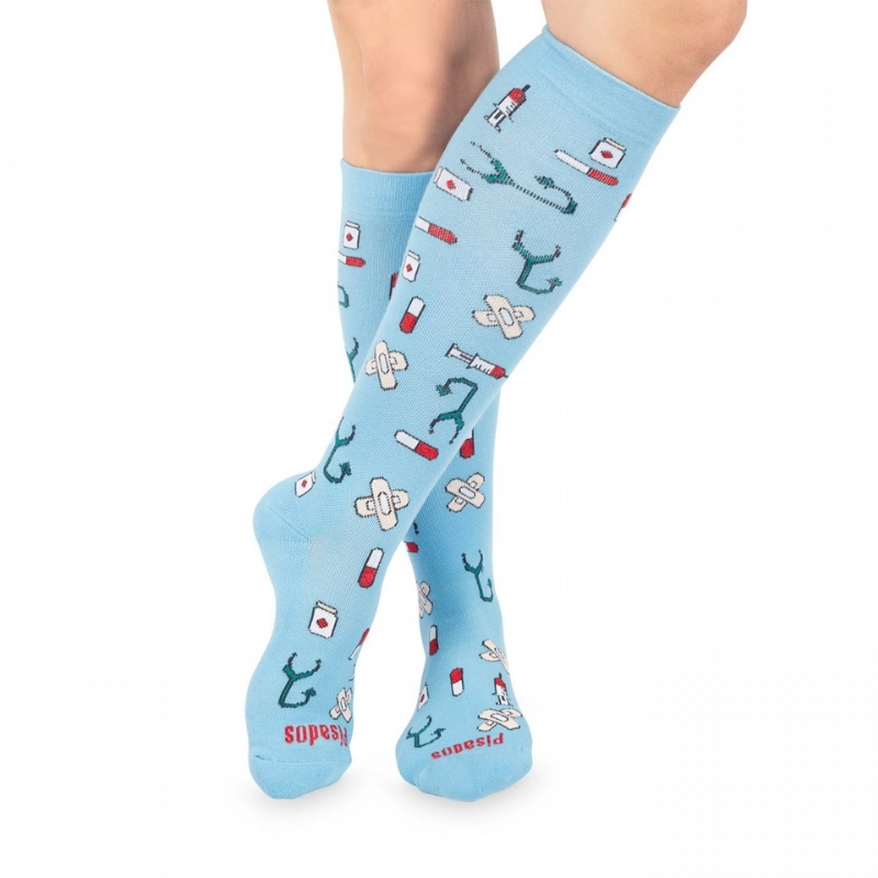 calcetines compresivos estampados Blue Healthy Tools