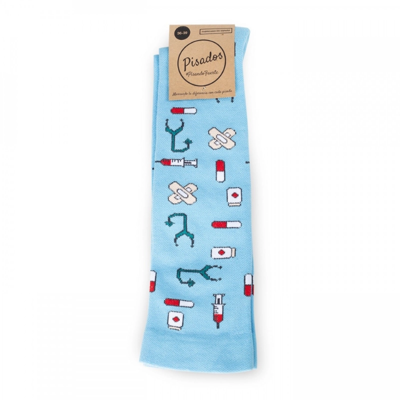 calcetines compresivos estampados Blue Healthy Tools