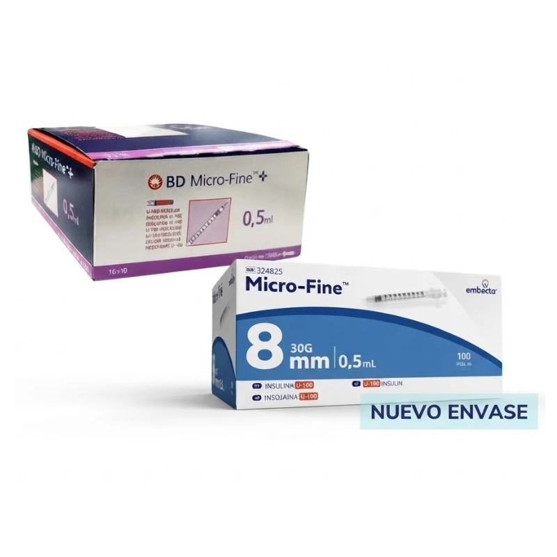 Jeringa Micro-Fine Insulina con Aguja Integrada – 0,5 ml (Embecta)