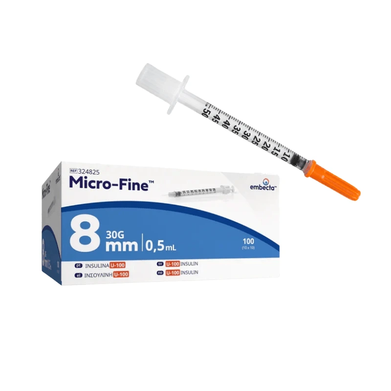 Jeringa Micro-Fine Insulina con Aguja Integrada – 0,5 ml (Embecta)