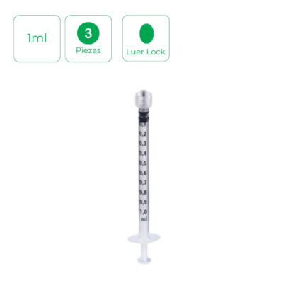 Jeringa de 3 Piezas 1 ml Luer-Lock (100 Unidades) Unidix